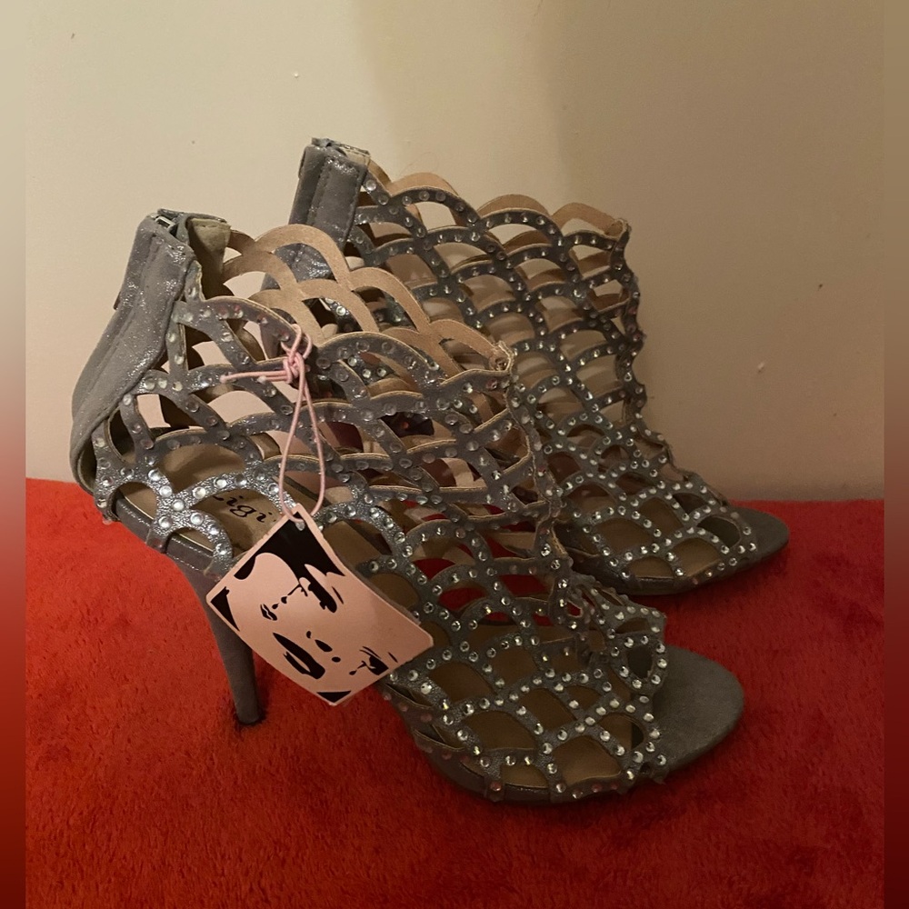 Zigi NY Silver Cage Heels w/ Rhinestone Embellishments - Picture 5 of 10